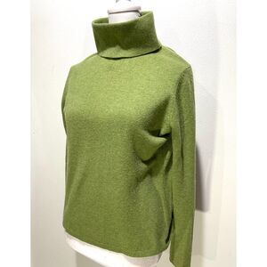 LXRI cashmere sweater classic turtleneck preppy green tight knit winter women M